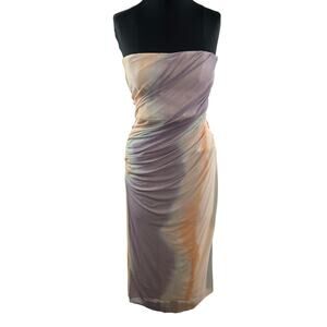 ZARA Strapless Ruched Pastel Dress Bodycon  Knee Length 7753/418 Size M Medium